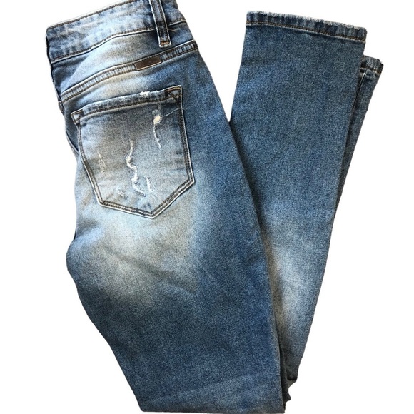 KANCAN Skinny Distressed Stretch Ankle Jean Med Wash Sz. 1/24X29 Trendy - Picture 2 of 5